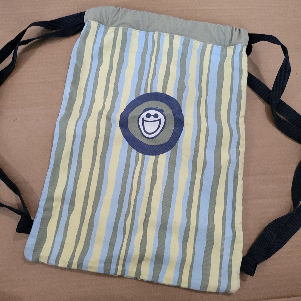Life is Good Striped Cinch Cotton Drawstring BackpackZipper Pocket Striped